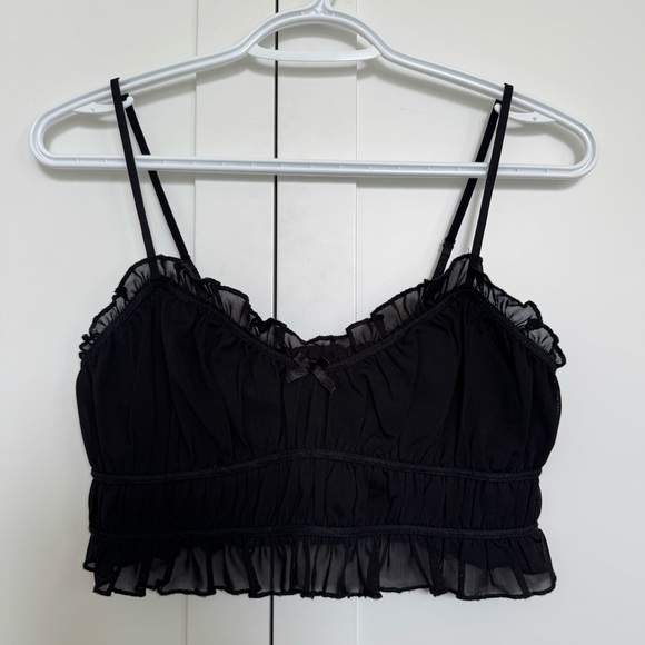 Garage Tops - Garage Black Ruffled Crop Top